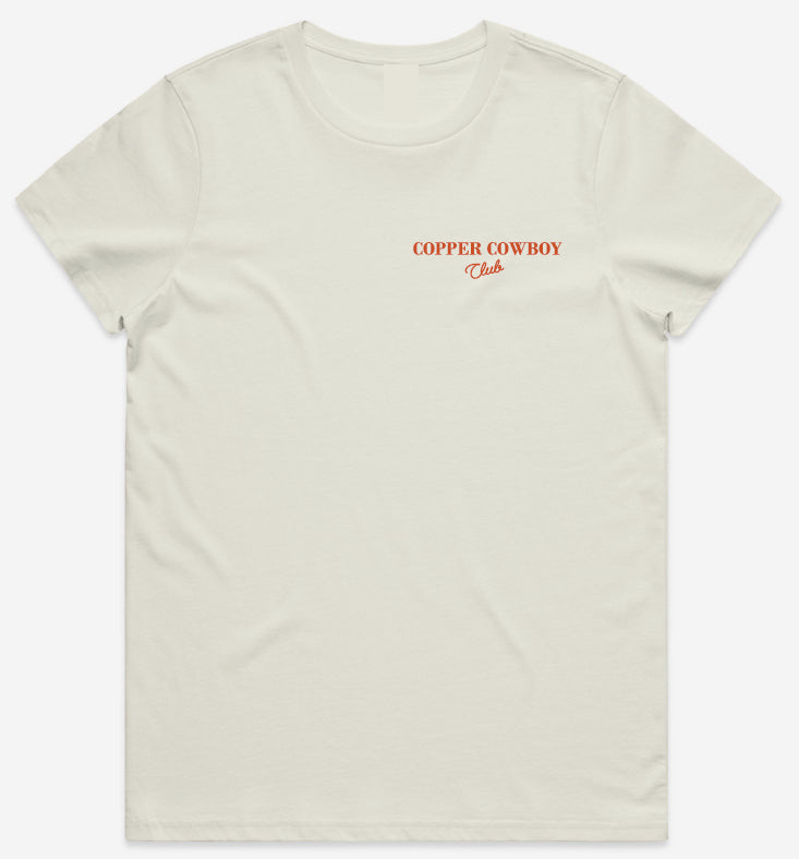 Womens Signature Copper Cowboy Club Tee - Ecru